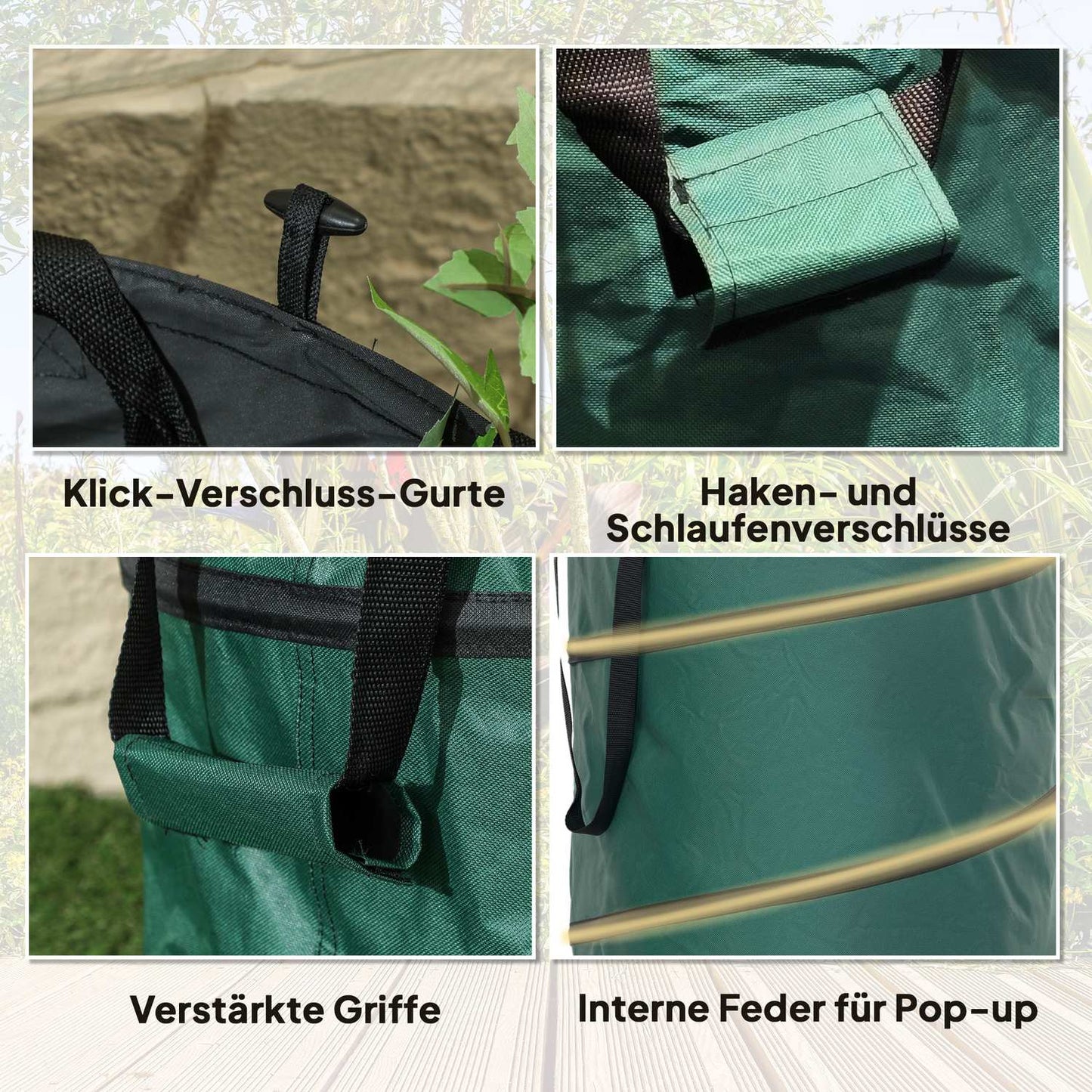 Garden waste bags 4x86L - Waterproof, Zipper lid, Reusable