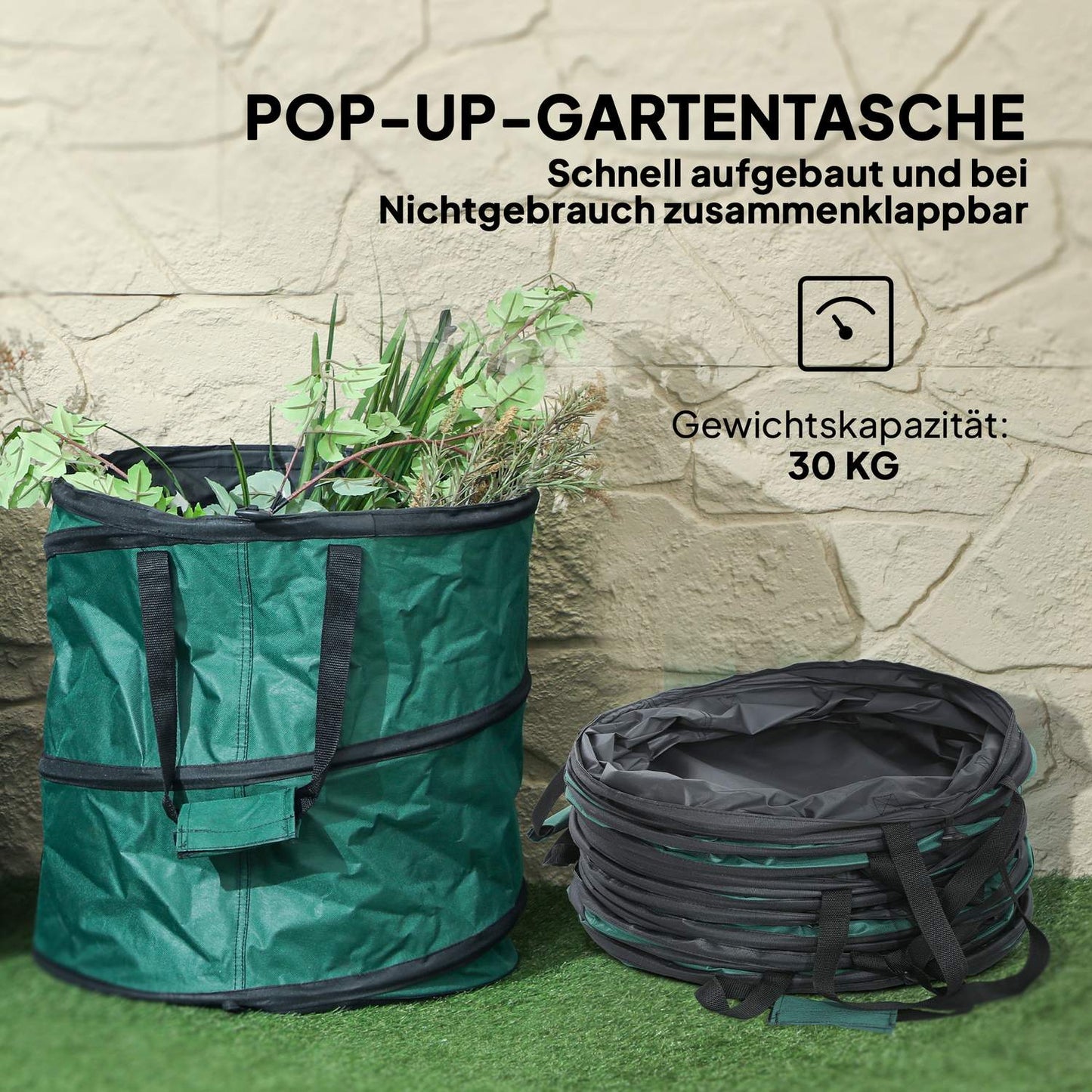 Garden waste bags 4x86L - Waterproof, Zipper lid, Reusable