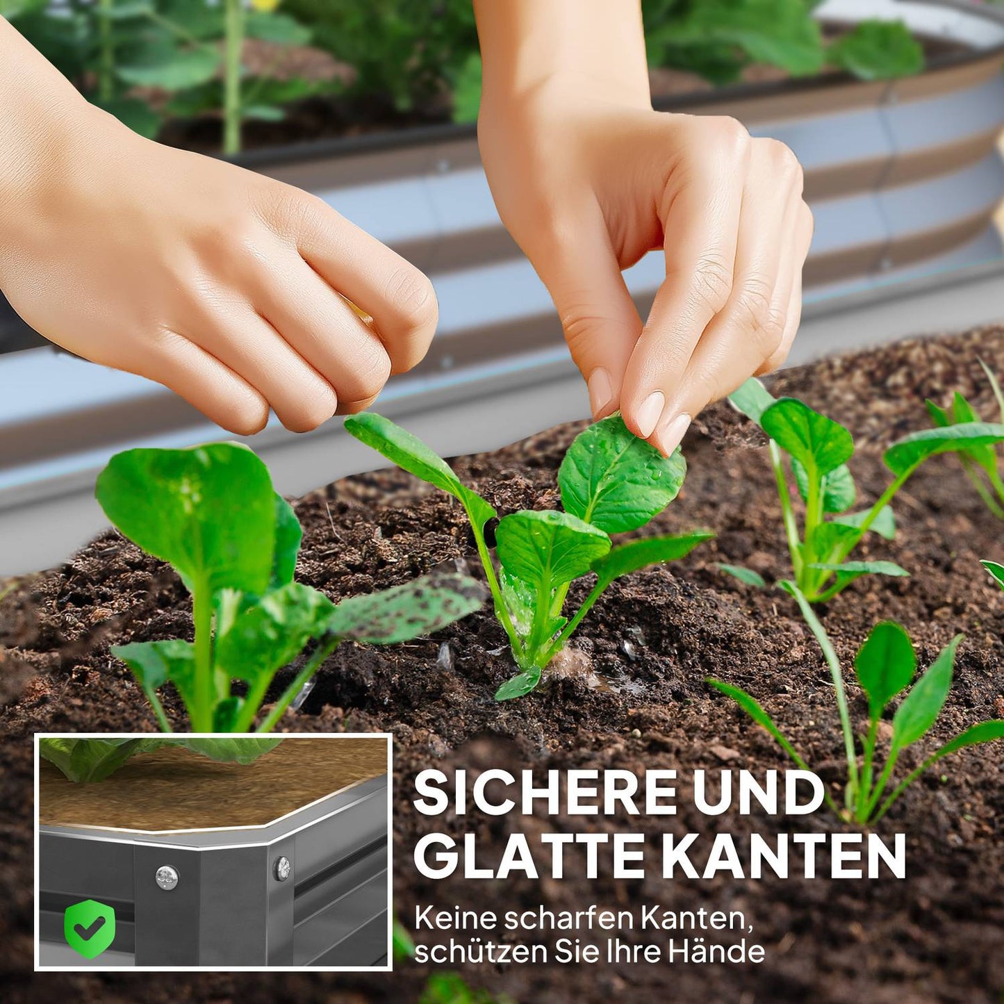 Steel Planter Box, Light Grey, 120 x 120 x 30 cm