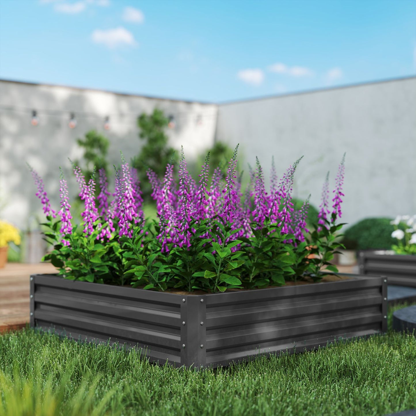 Steel Planter Box, Light Grey, 120 x 120 x 30 cm