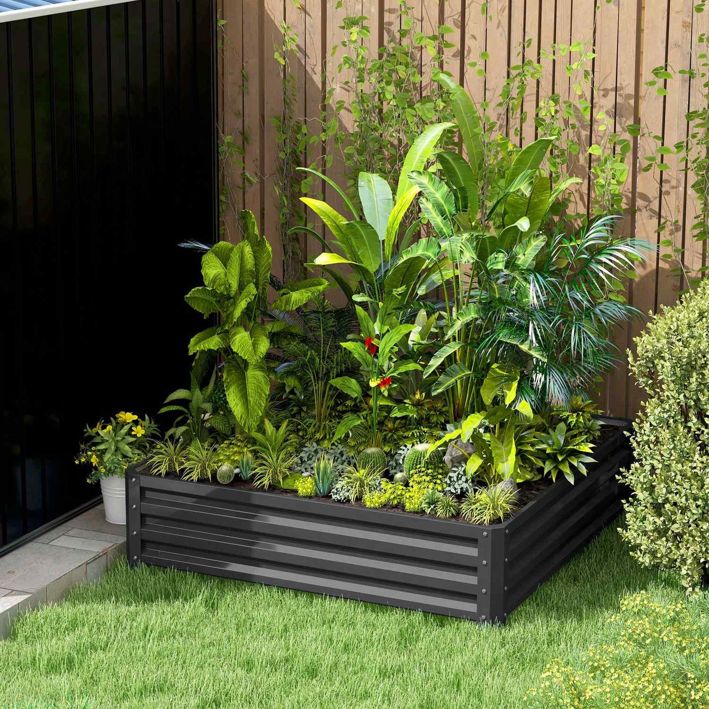 Steel Planter Box, Light Grey, 120 x 120 x 30 cm