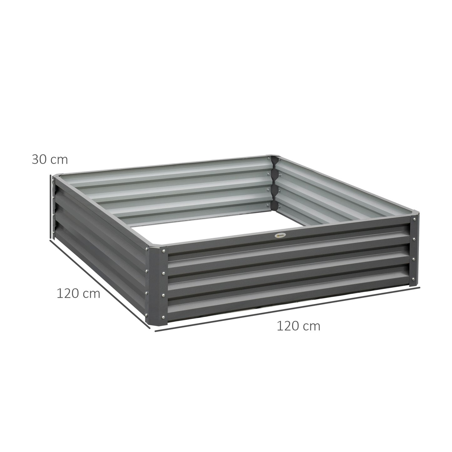 Steel Planter Box, Light Grey, 120 x 120 x 30 cm