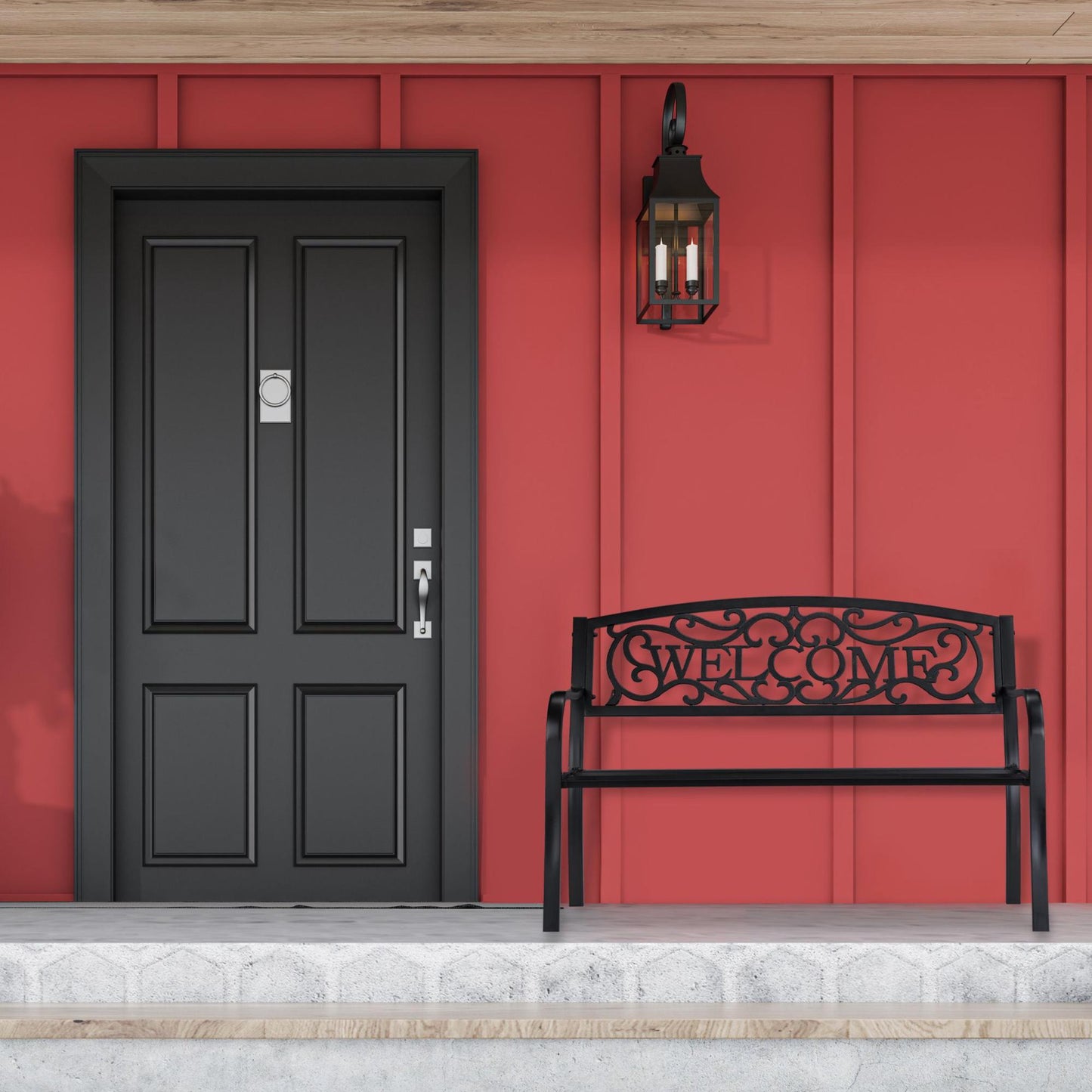 Garden bench Welcome in metal