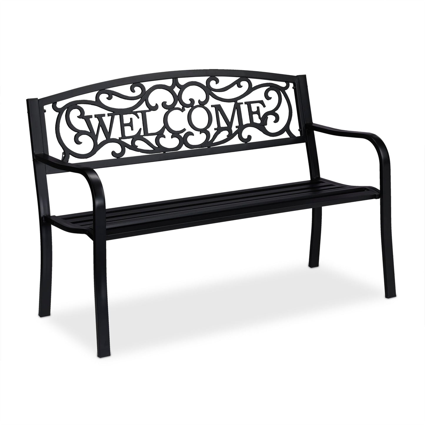 Garden bench Welcome in metal