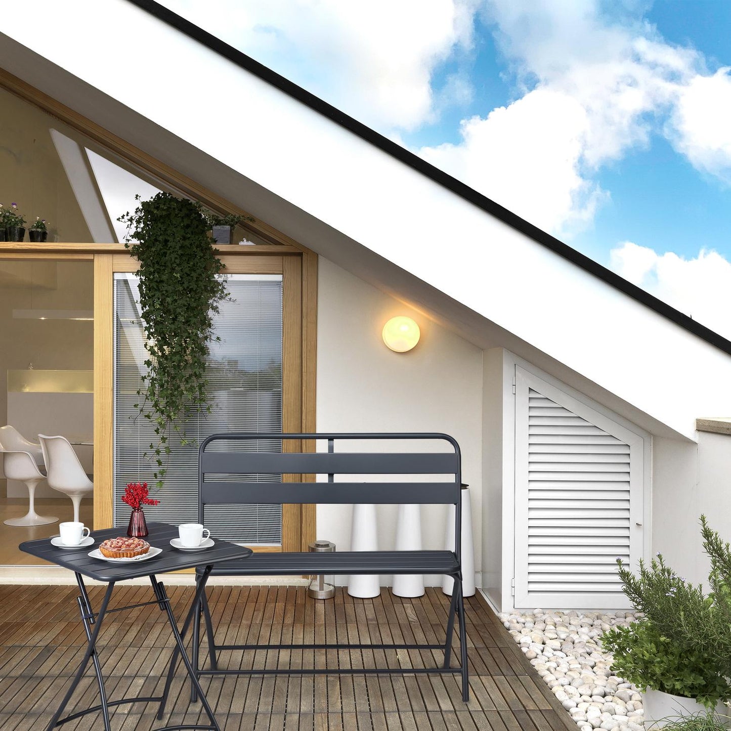 Garden bench foldable 2-seater