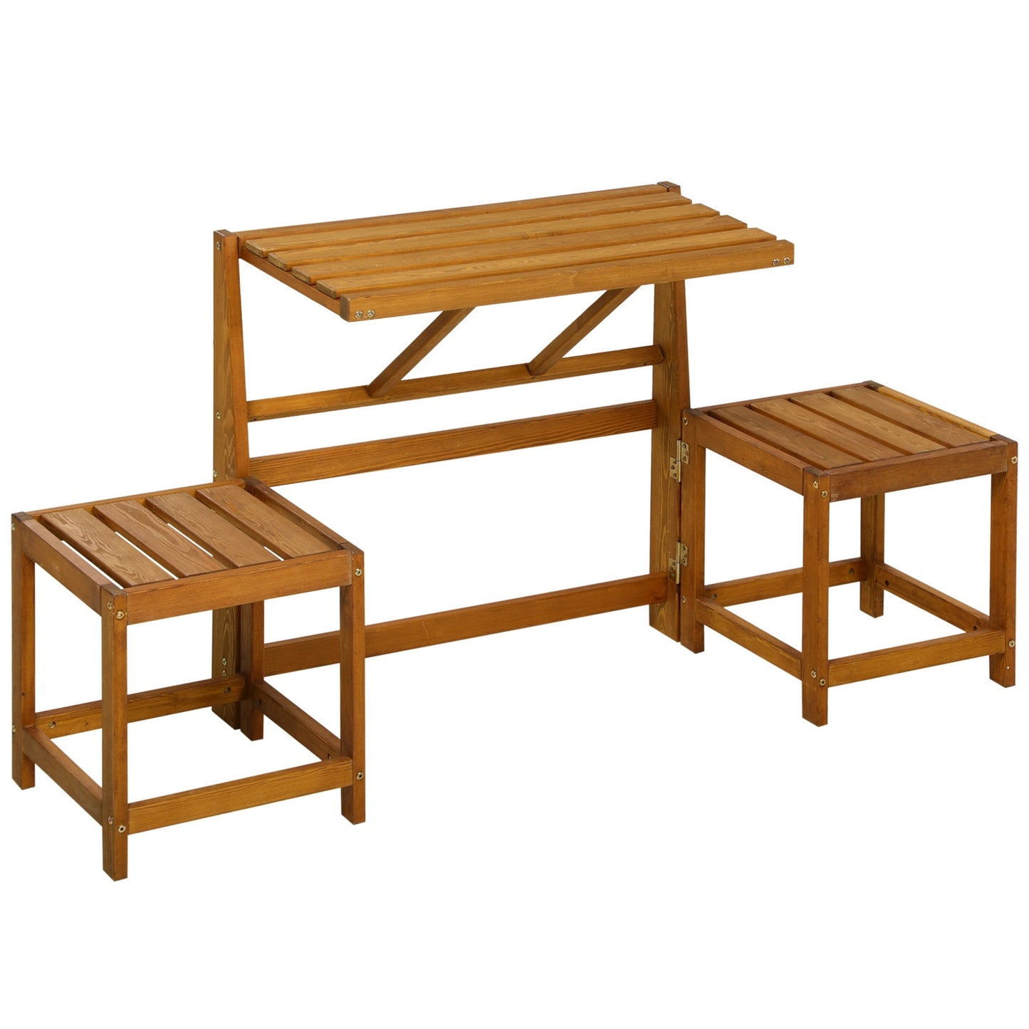 Weather-resistant 2-in-1 garden bench in teak-look larch