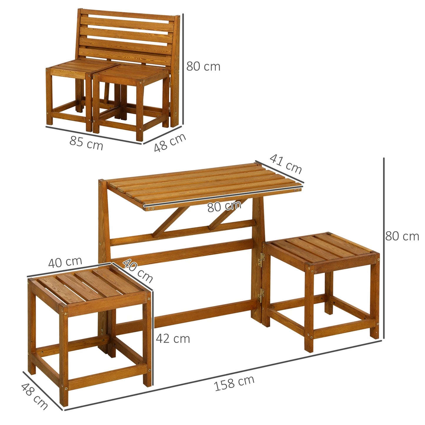Weather-resistant 2-in-1 garden bench in teak-look larch