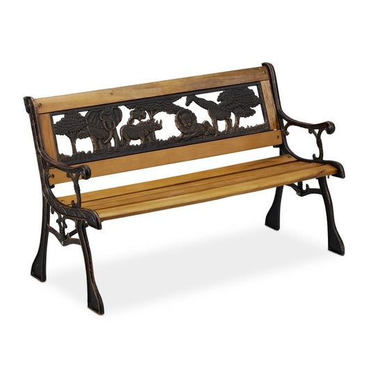 Garden bench for children with animal motifs