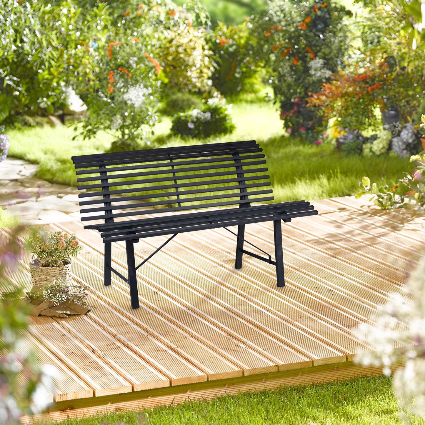 Garden bench in steel, anthracite