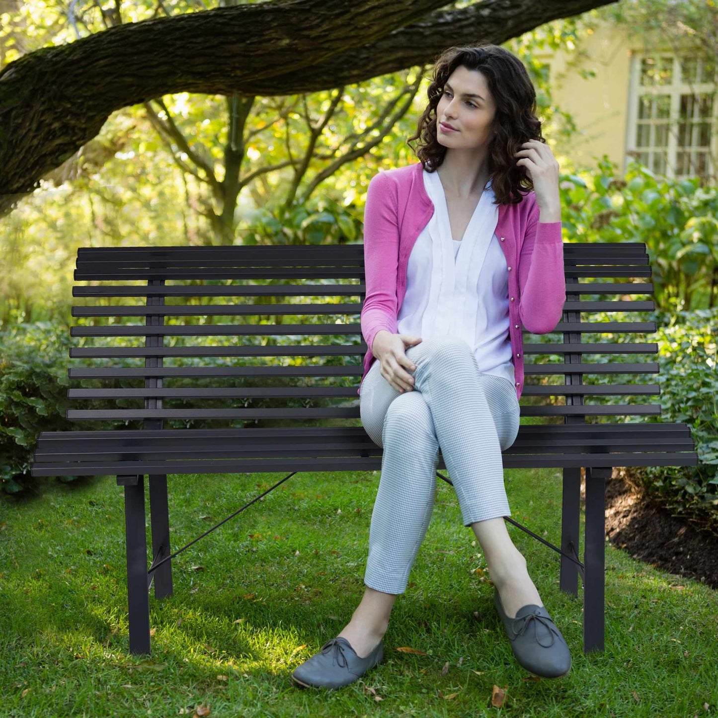 Garden bench in steel, anthracite