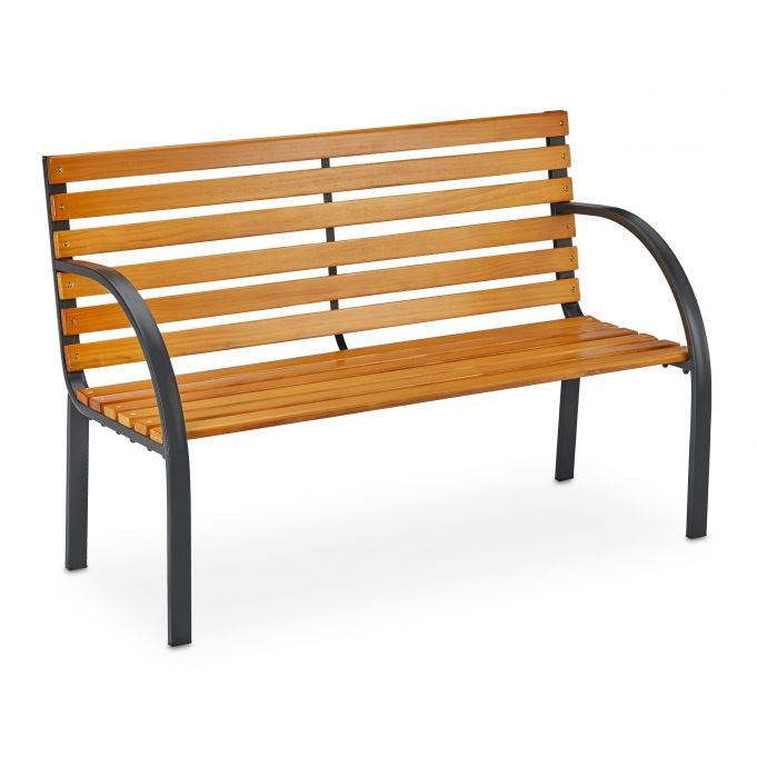Garden bench steel frame & natural wood