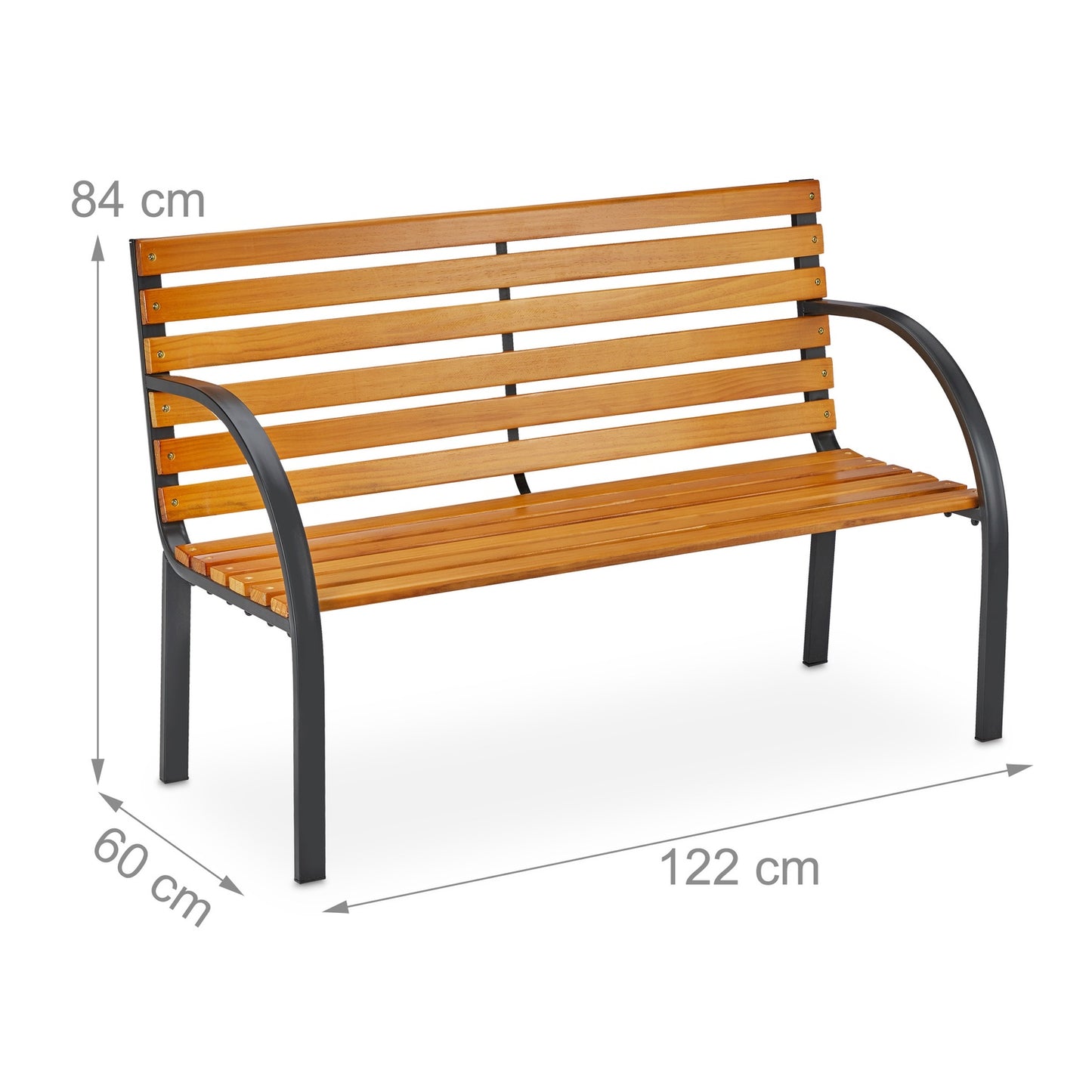 Garden bench steel frame & natural wood