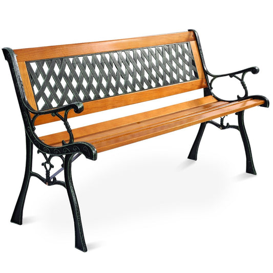Garden bench with cast iron structure for outdoor use 125 x 52 x 73 cm Black + Natural