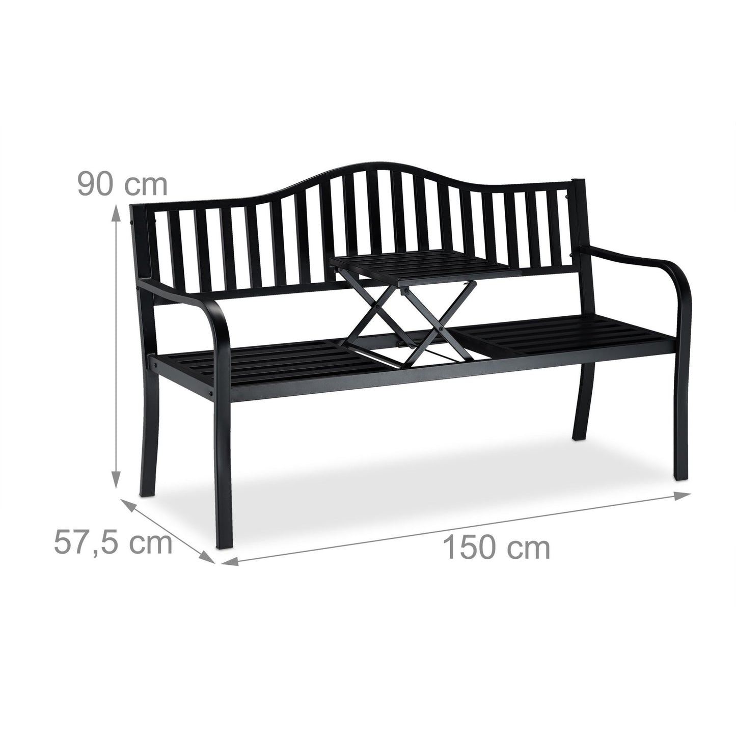 Garden bench with integrated table