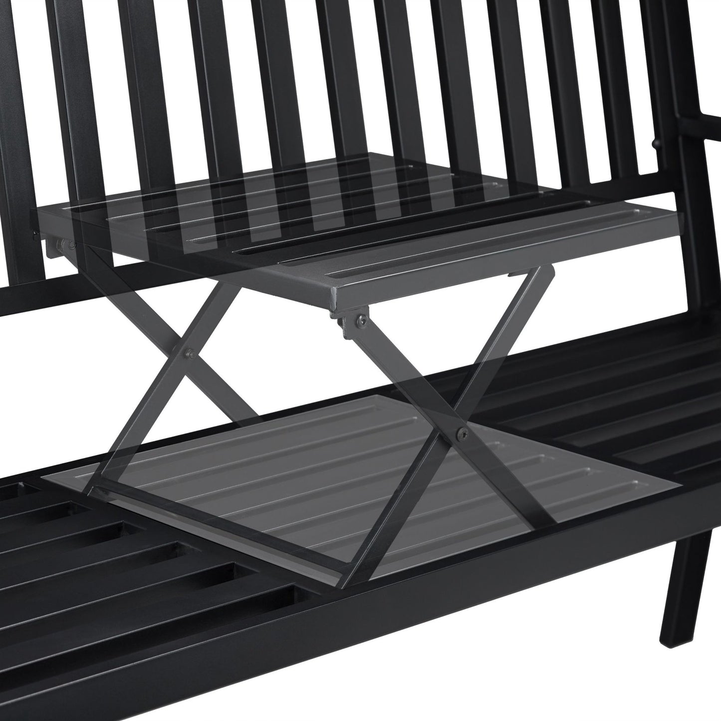 Garden bench with integrated table