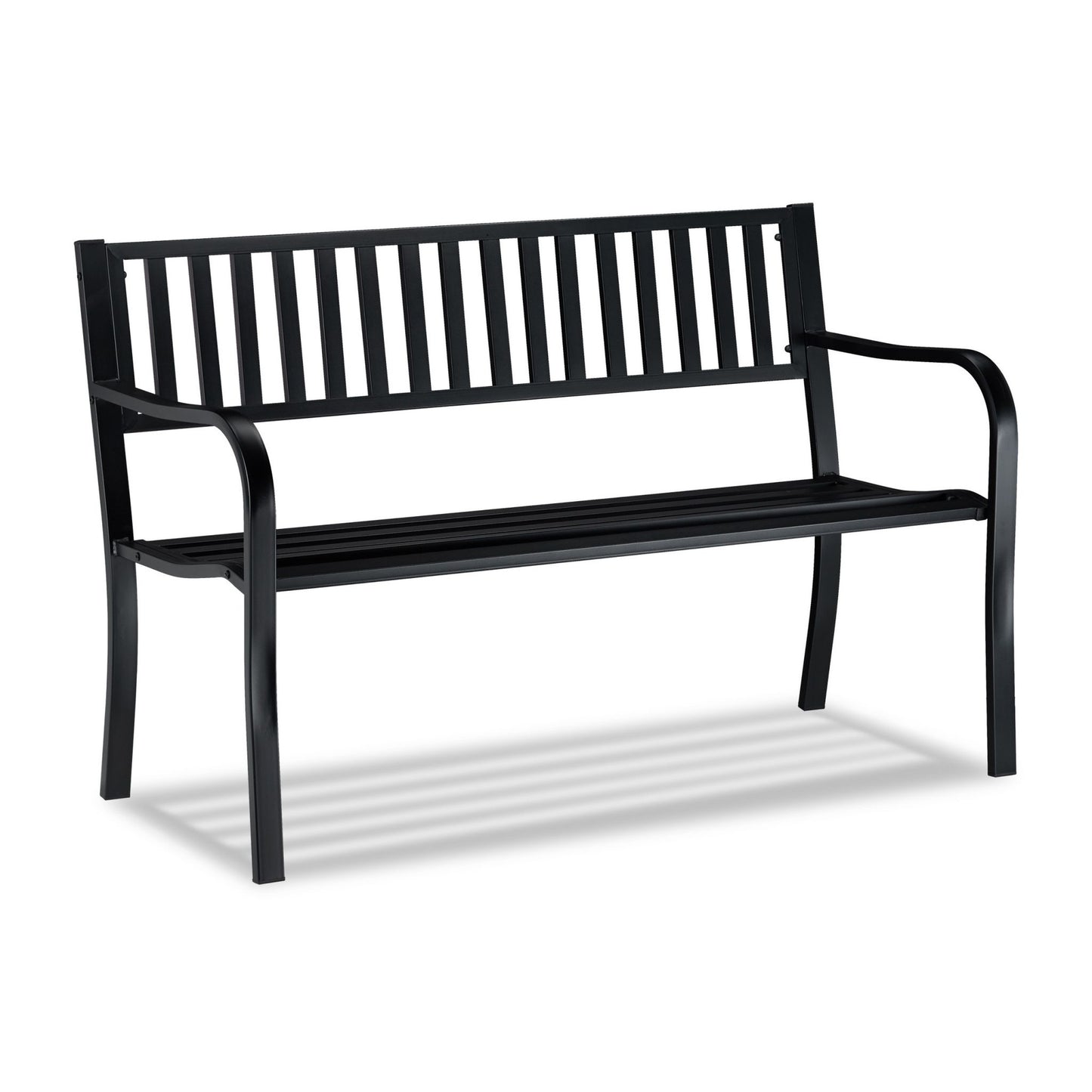 Garden bench with metal support