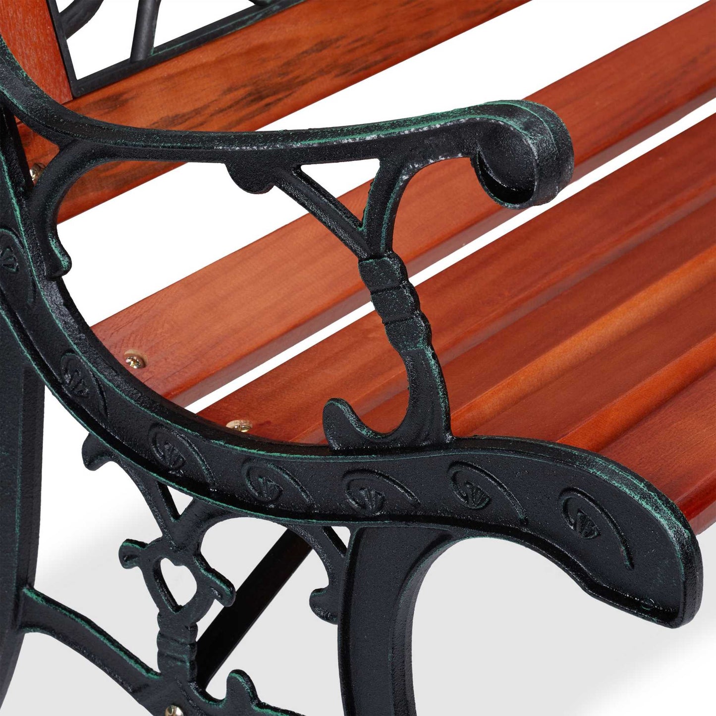 Garden bench with roses dark brown
