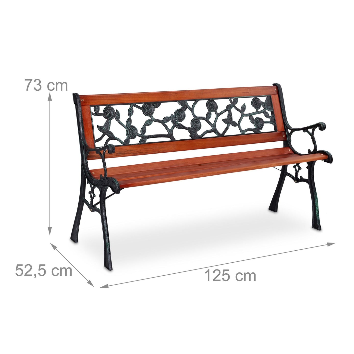 Garden bench with roses dark brown