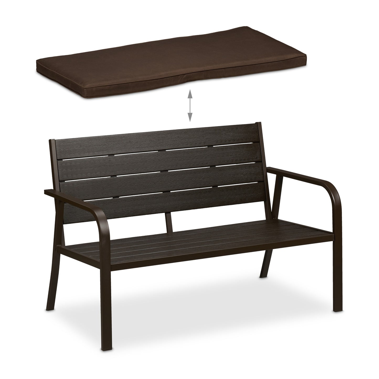 Garden bench with seat cushion