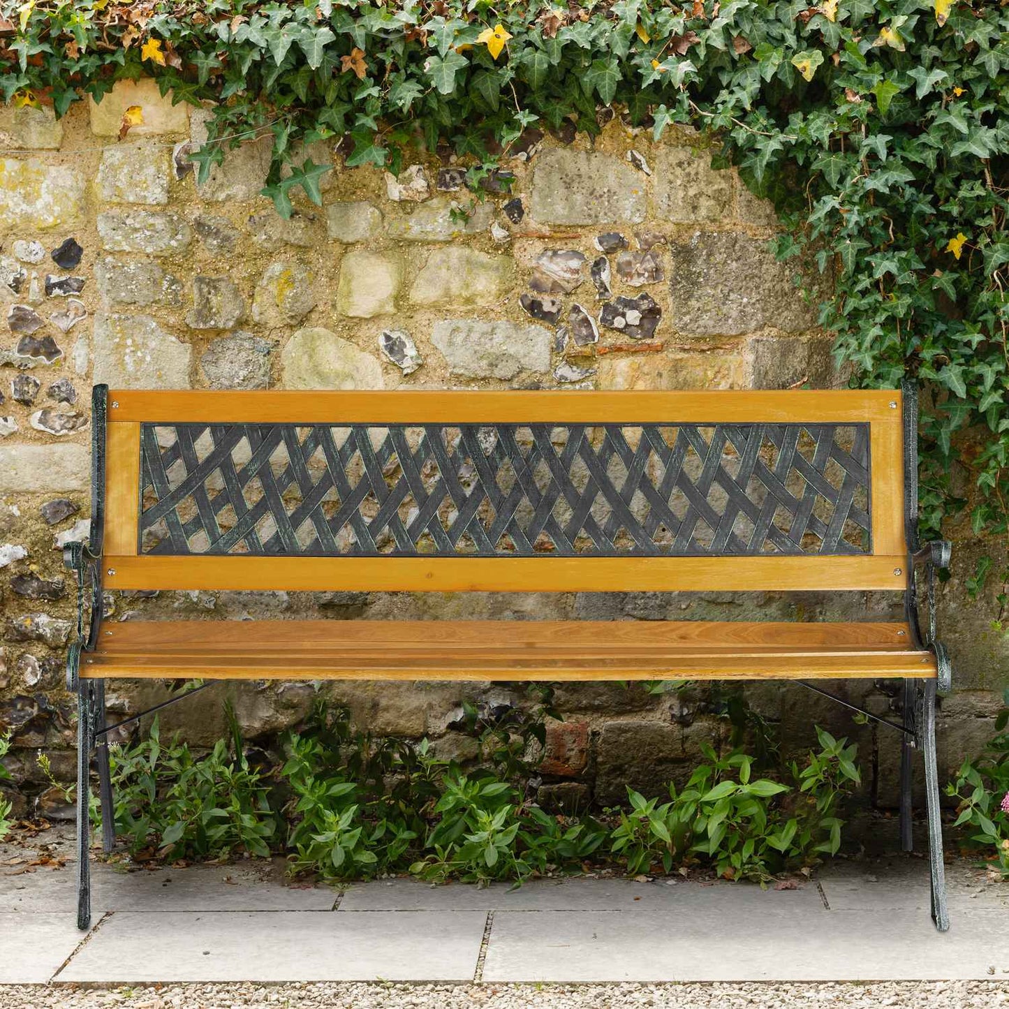 Garden bench wood & cast iron