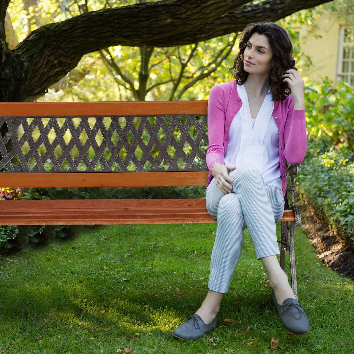 Garden bench wood & cast iron