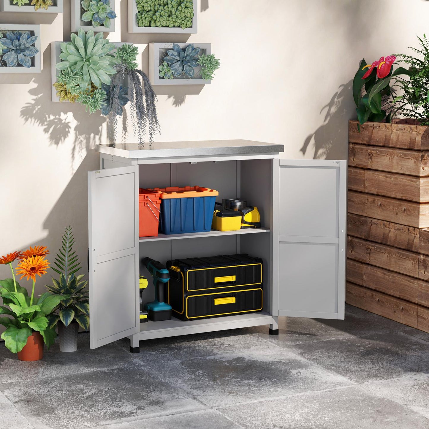 Outdoor Garden Cabinet - Weatherproof Tool Shed