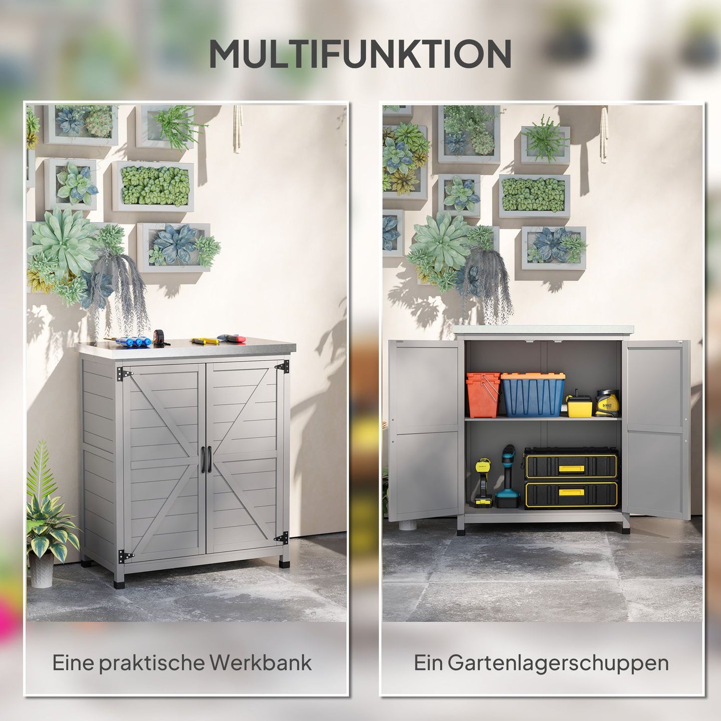 Outdoor Garden Cabinet - Weatherproof Tool Shed