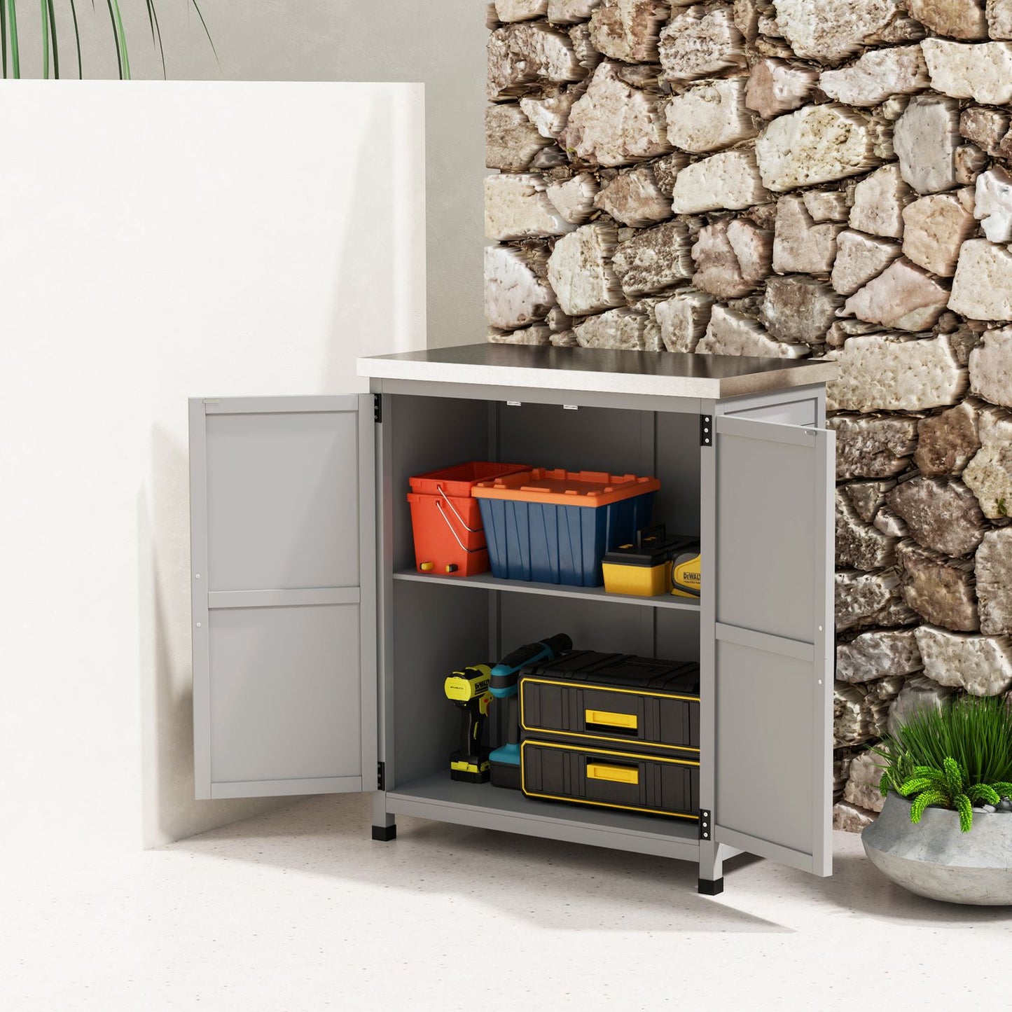Outdoor Garden Cabinet - Weatherproof Tool Shed