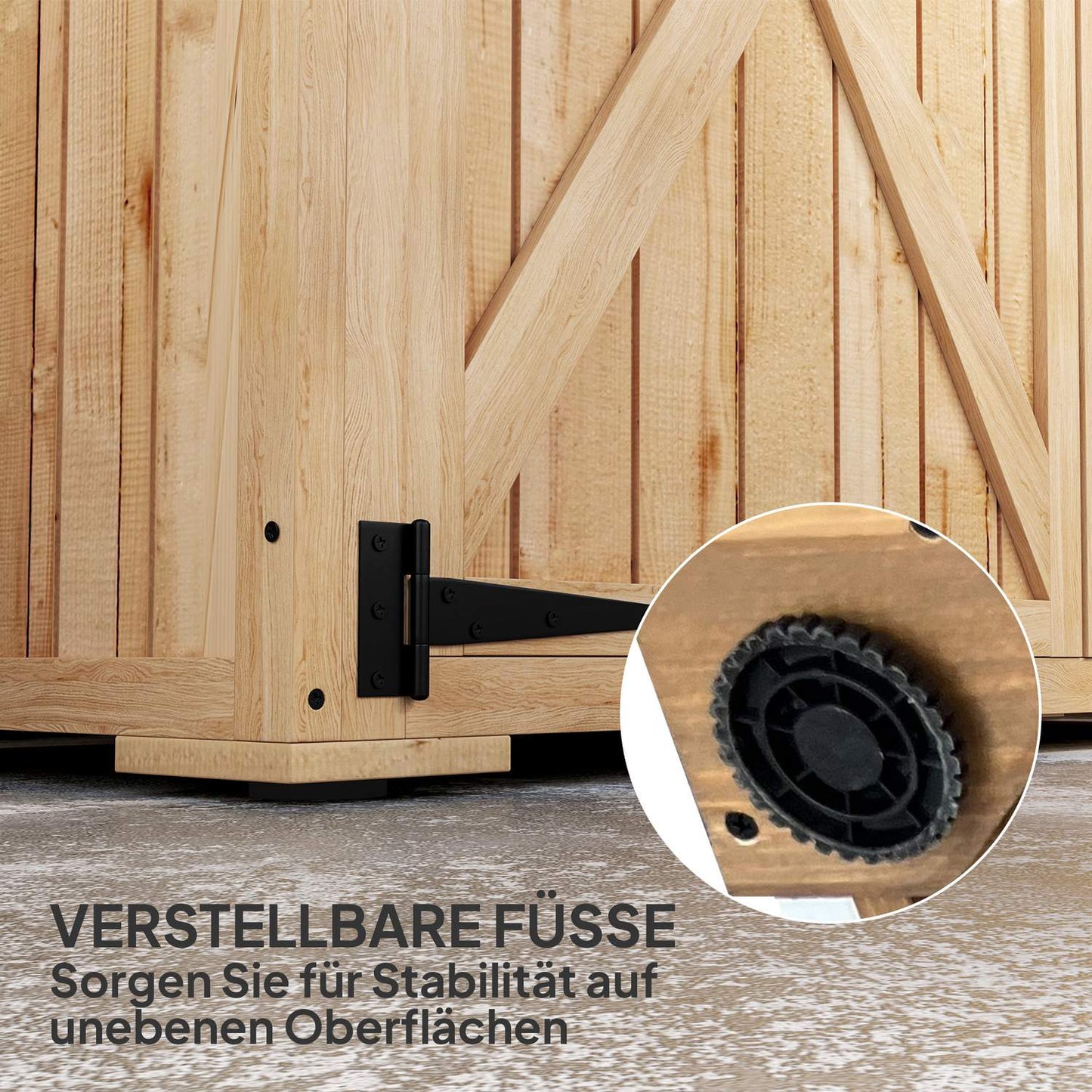 Wooden garden tool cabinet with lockable double doors