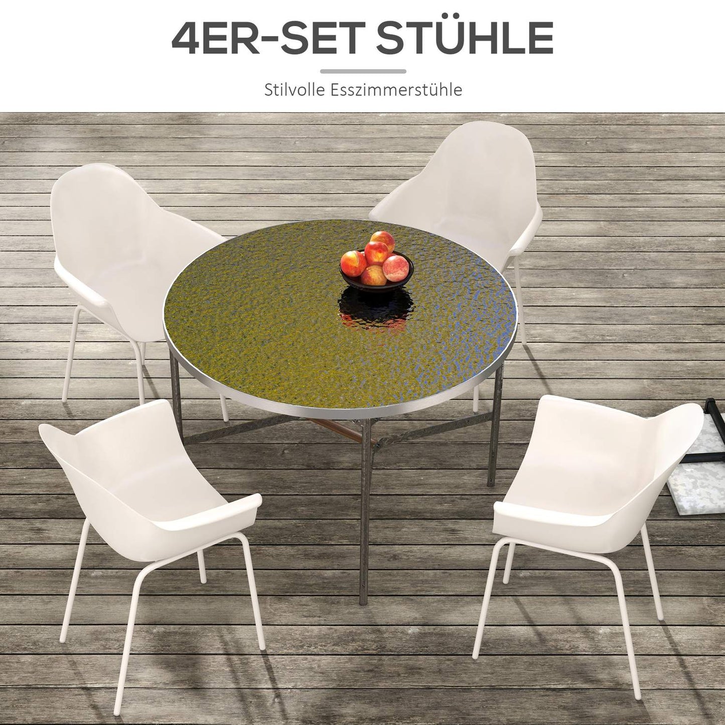 Stackable garden chairs, set of 4 - gray, supports 120 kg