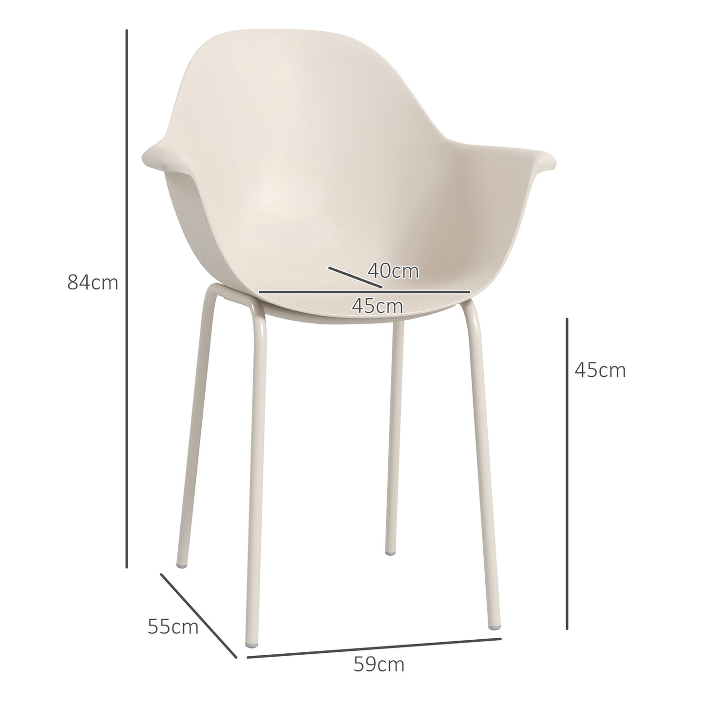Stackable garden chairs, set of 4 - gray, supports 120 kg