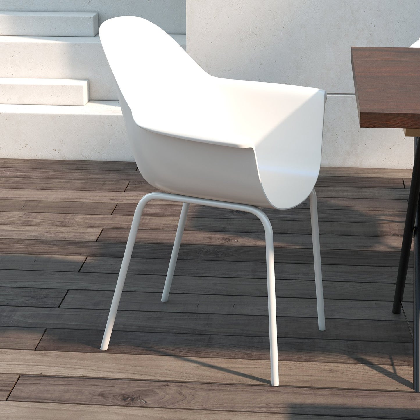 Stackable garden chairs, set of 4 - gray, supports 120 kg