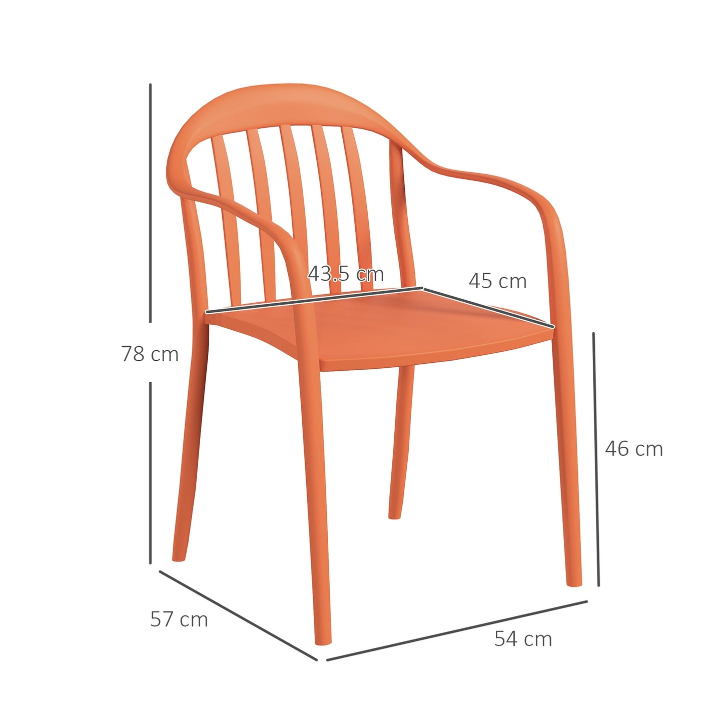 Weatherproof Stackable Garden Chairs, Set of 4, Red