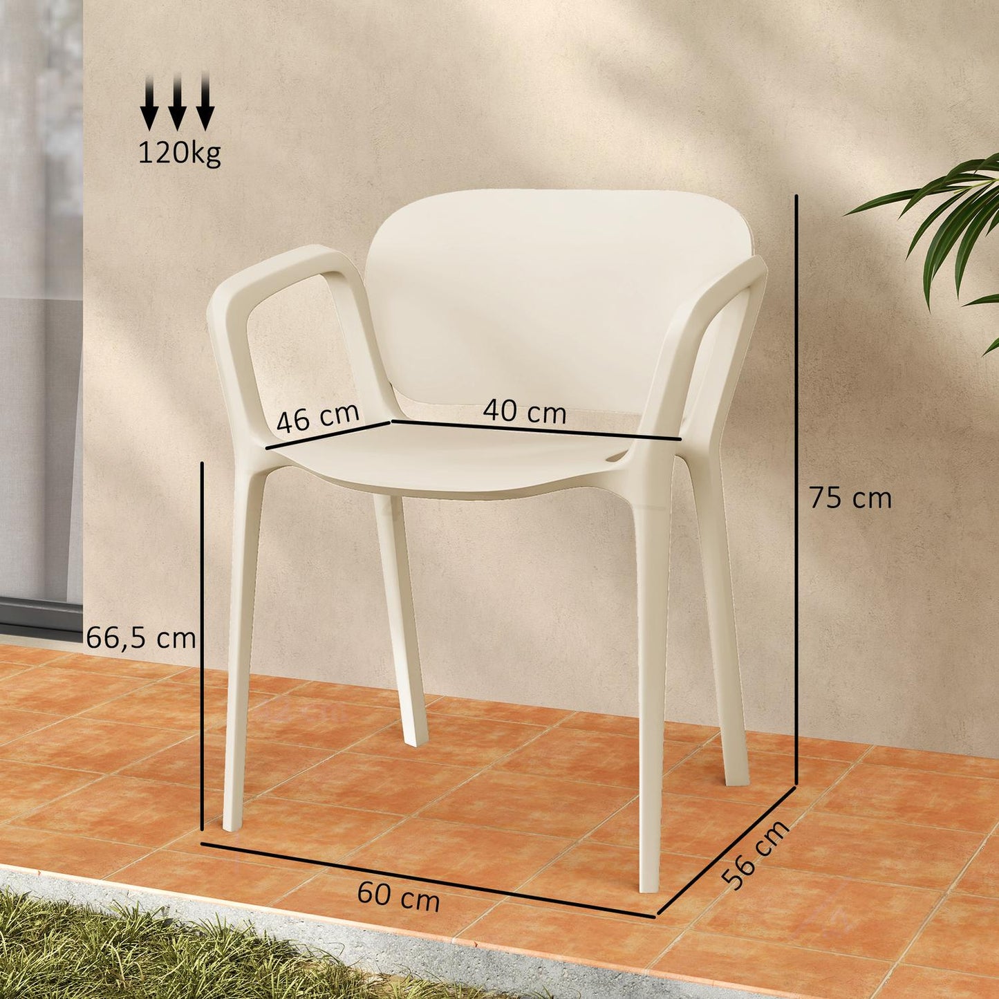 Set of 4 Weatherproof Stackable Plastic Garden Chairs