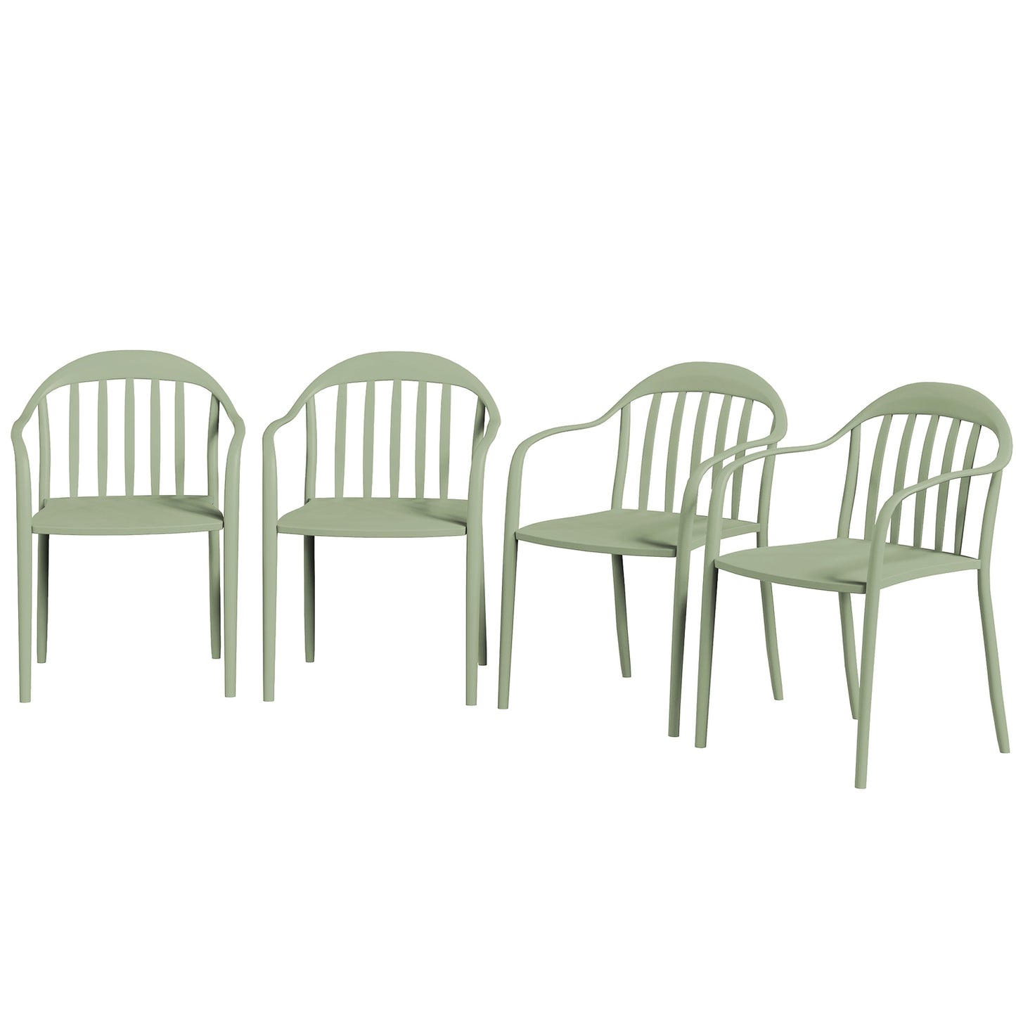 Set of 4 weatherproof stackable plastic patio chairs
