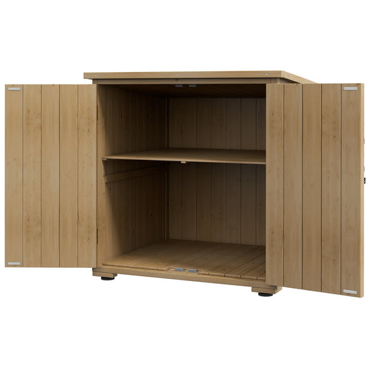 Weatherproof wooden tool shed - Double door, 77.5 x 88 x 90 cm