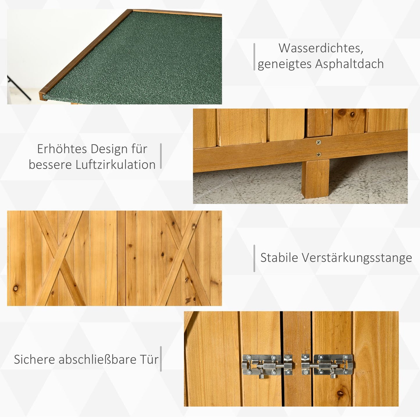 Garden storage cabinet, spruce, asphalt roof, 140x75x157 cm
