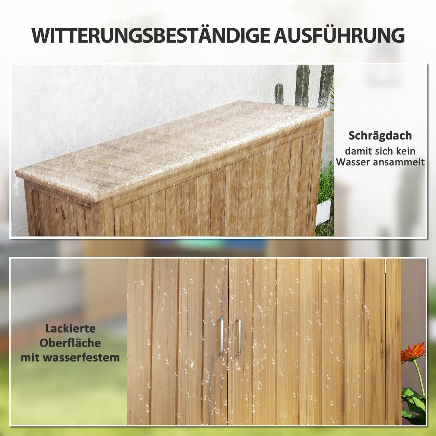 Weather-resistant wooden garden tool shed with shelves 110x50x85 cm
