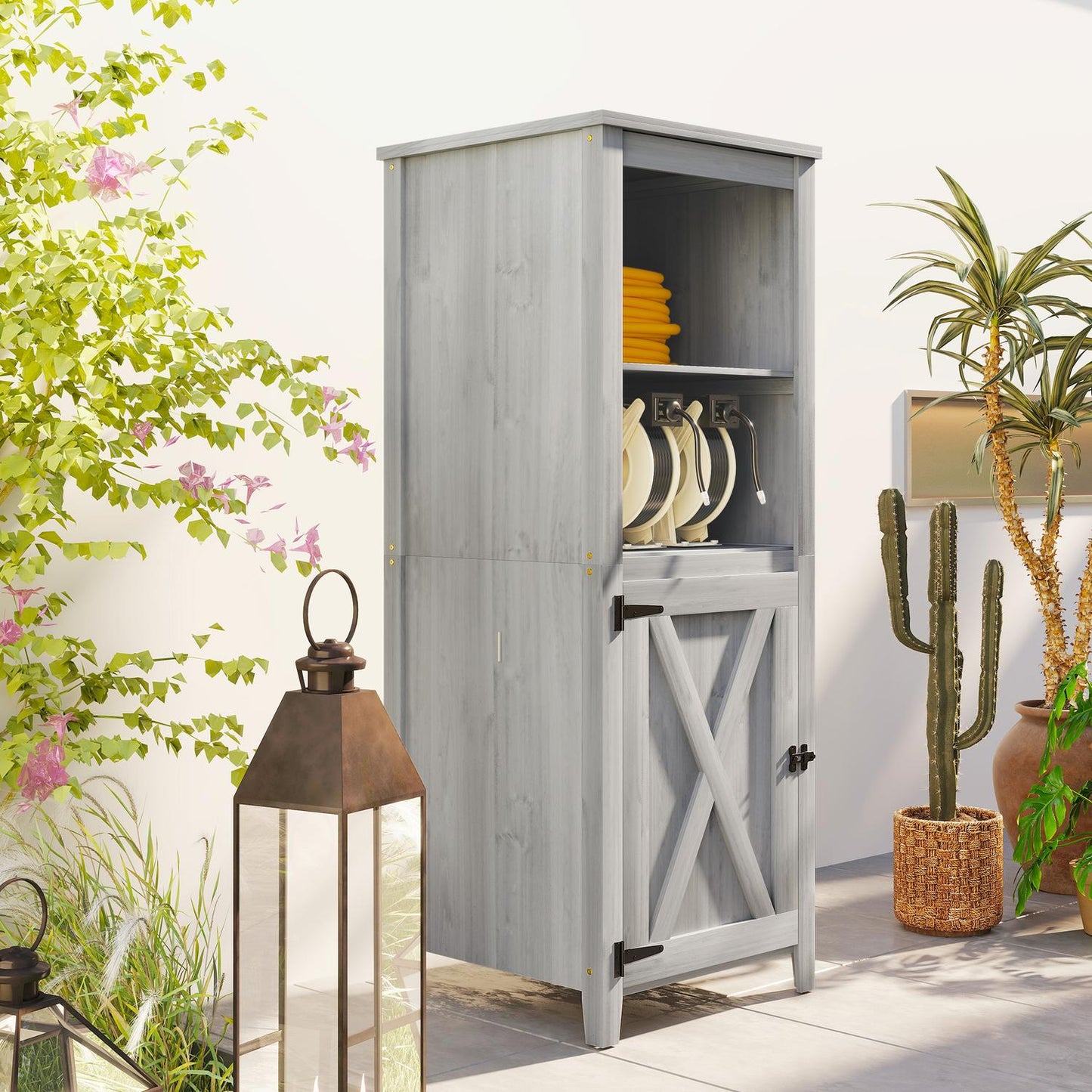 Weatherproof Garden Cabinet, Lockable, 60x60x160cm