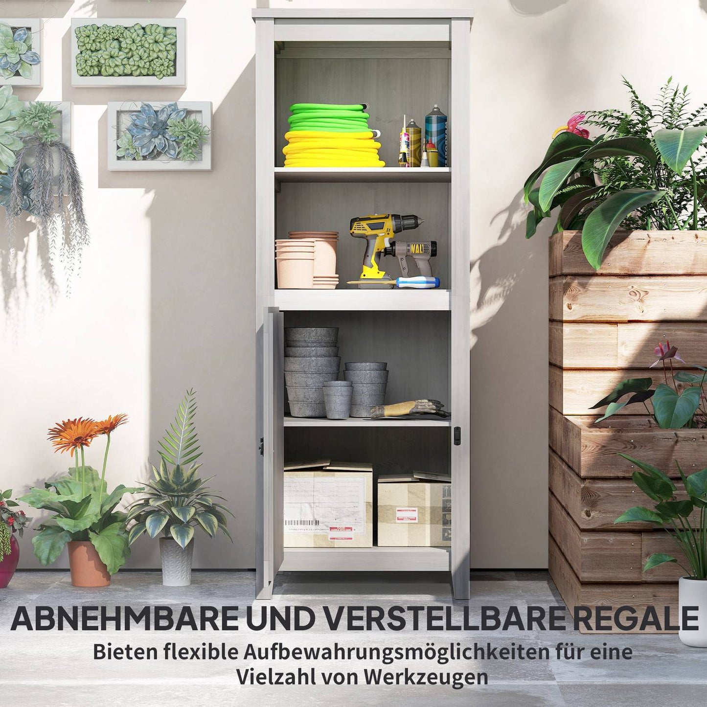 Weatherproof Garden Cabinet, Lockable, 60x60x160cm