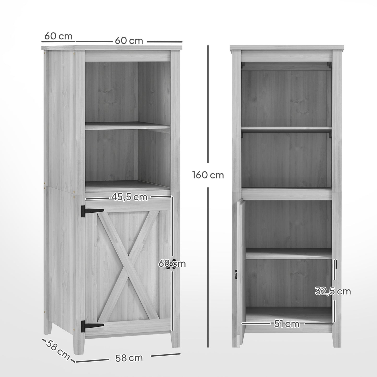 Weatherproof Garden Cabinet, Lockable, 60x60x160cm