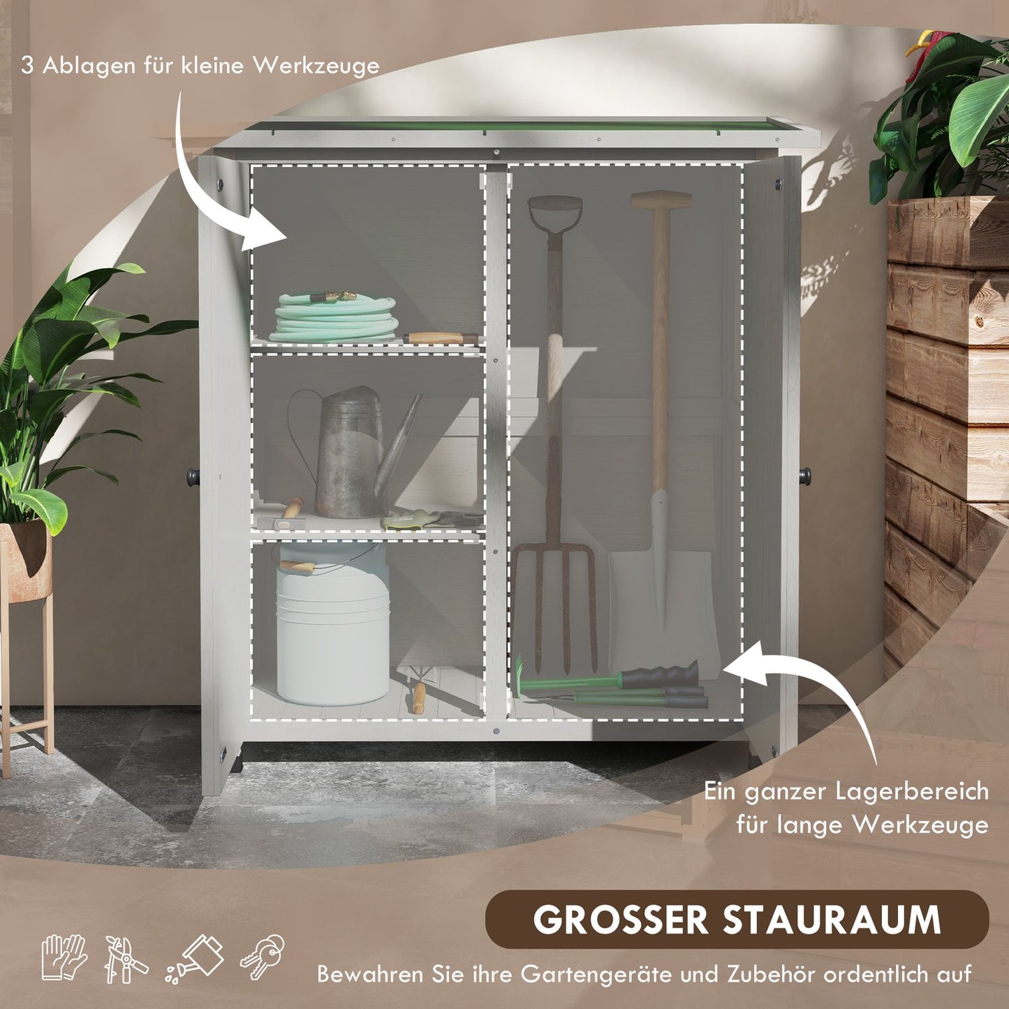 Weatherproof Garden Shed, Double Door, Asphalt Roof
