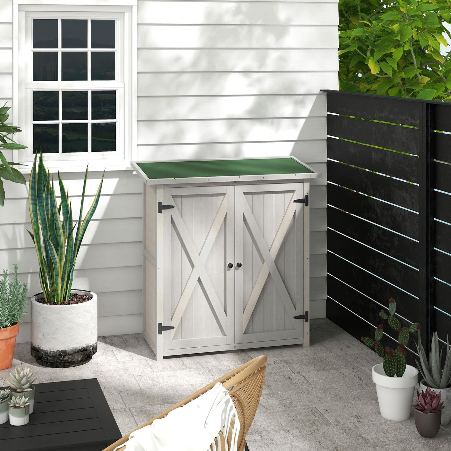 Weatherproof Garden Shed, Double Door, Asphalt Roof