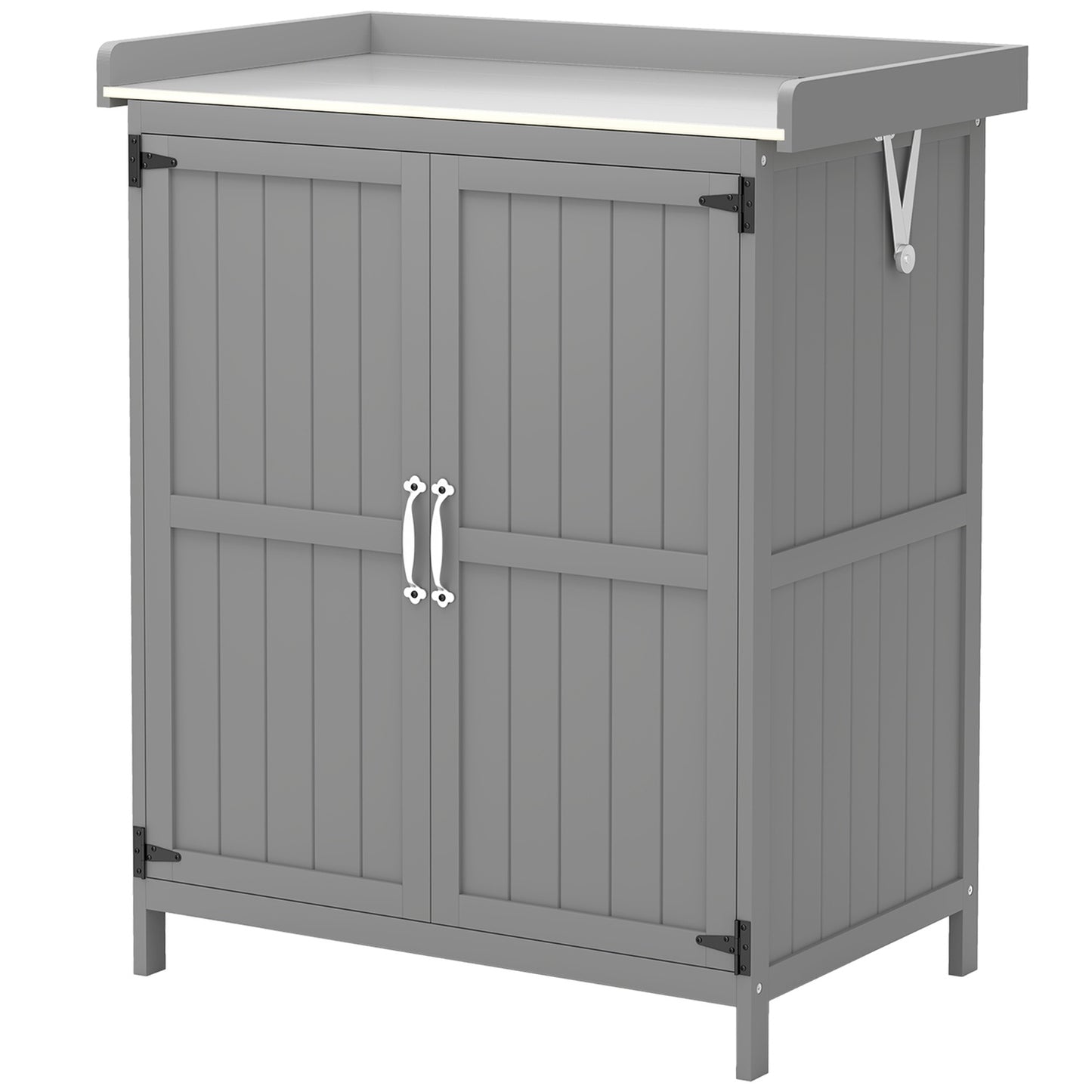 Weatherproof wooden garden tool shed, grey, 74x43x88cm