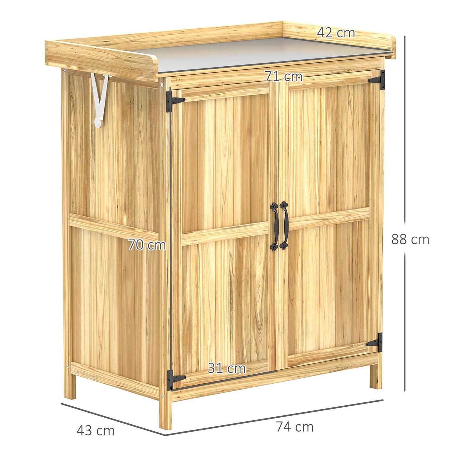 Wooden garden tool shed, weatherproof, 74x43x88cm