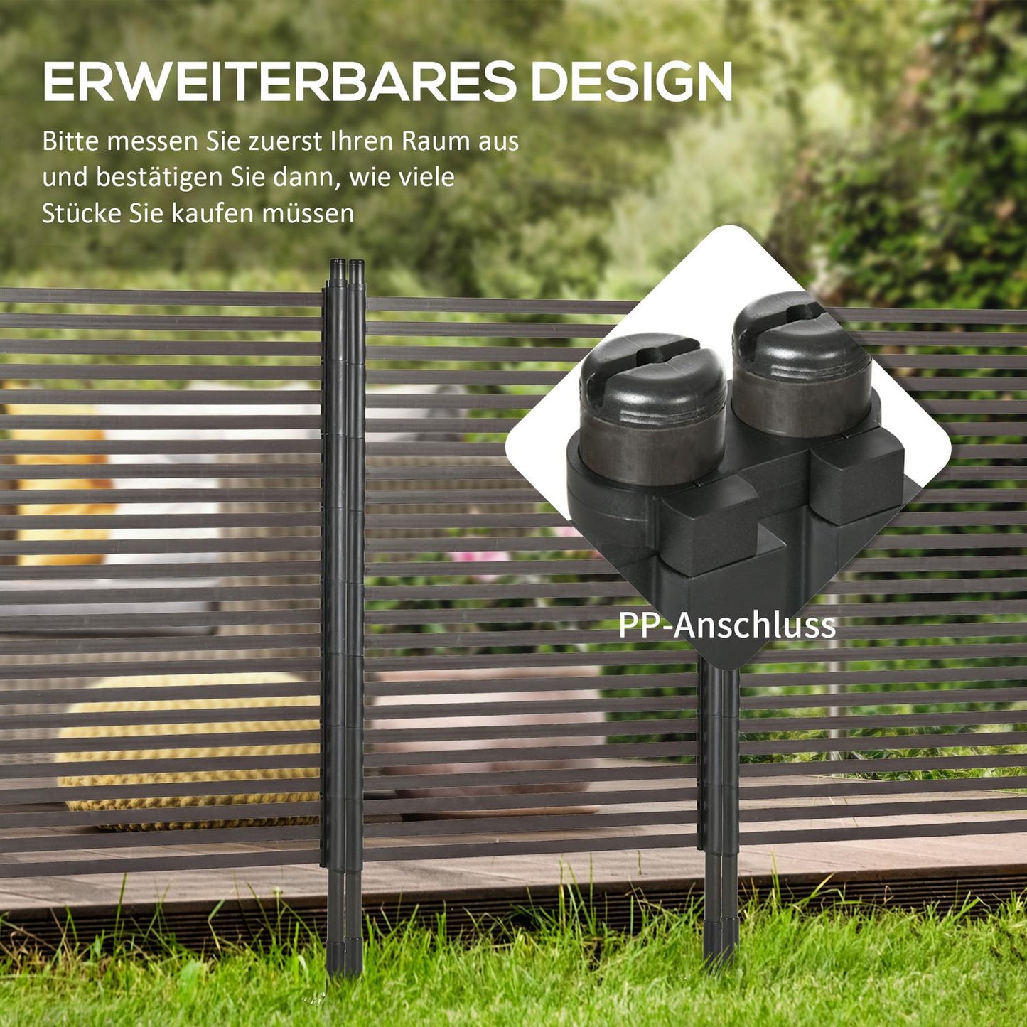 Garden fence with foot, Decorative brown 93 x 150 cm