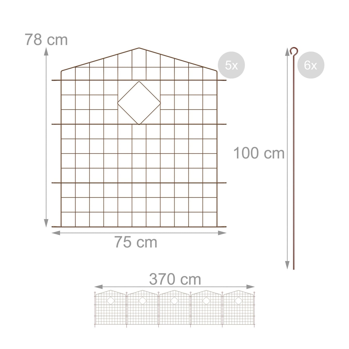 Garden fence with arches, 5 parts