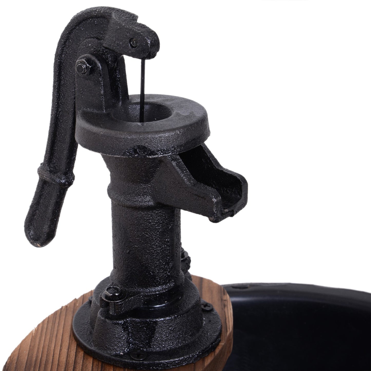 Garden fountain in wood and metal with waterfall, Ø32x58.5cm