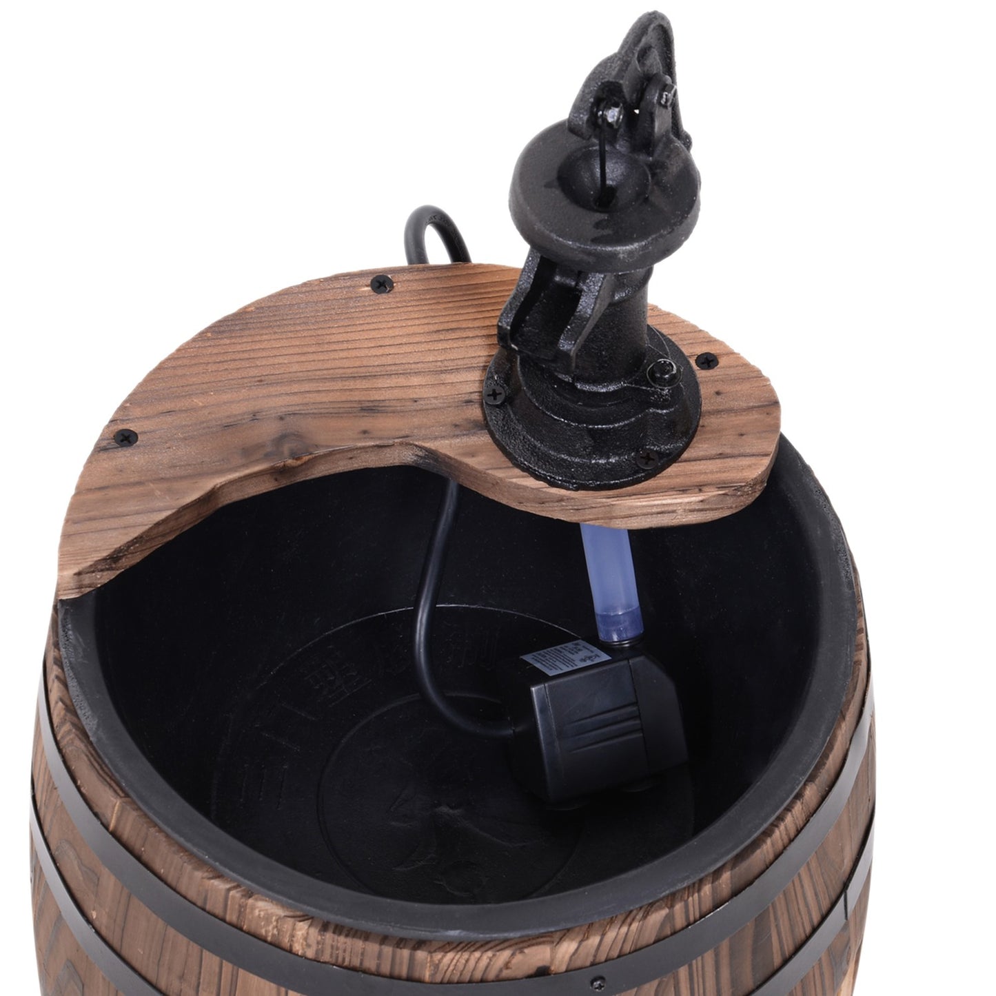 Garden fountain in wood and metal with waterfall, Ø32x58.5cm