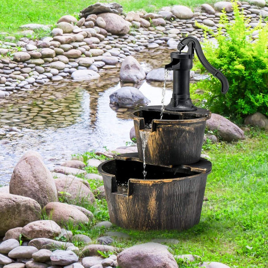 Garden fountain with water pump Rustic cascade water fountain 45.5 x 41 x 68 cm